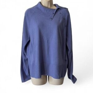 Vintage Asymmetrical Button Mockneck Sweater